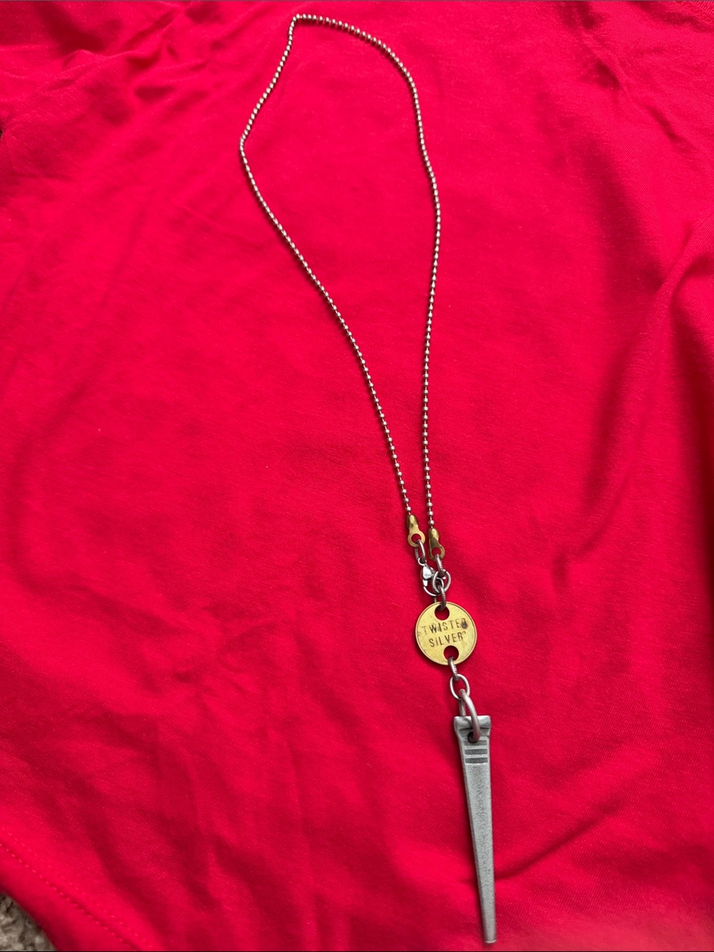 Twisted Silver Pendant Necklace - Gold & Silver Toned